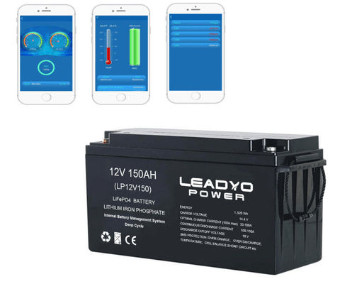 Bluetooth Uygulamalı Şarj Edilebilir Lityum İyon Deniz Pili 12v 150Ah Derin Döngü LiFePO4 Piller