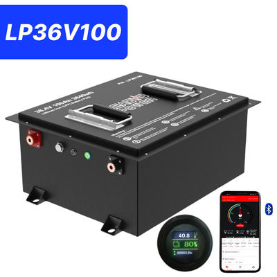 satın al 36V 100Ah 200Amp 36.8V Bluetooth LiFePO4 Lityum Golf Arabası Bataryası Yuvarlak LCD ile, 5 yıl Garanti çevrimiçi üretim