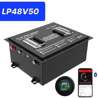 48V 50Ah 51.2V2 150Amp LiFePO4 Golf Arabası Pil LCD ekran ve Bluetooth